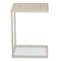 White Slatted Outdoor C-Table