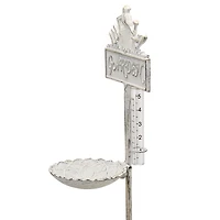 Antique White Garden Stake with Rain Gauge