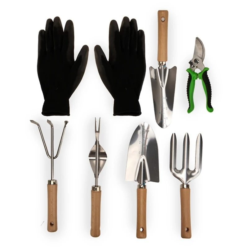 Wood and Metal 8-pc. Garden Tool Set