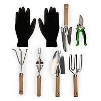 Wood and Metal 8-pc. Garden Tool Set