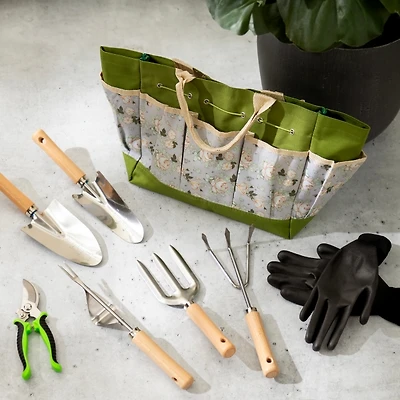 Wood and Metal 8-pc. Garden Tool Set