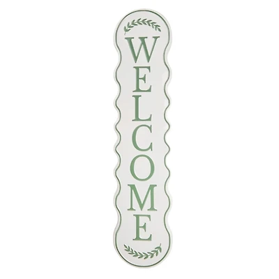 White Wavy Welcome Outdoor Wall Plaque