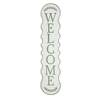 White Wavy Welcome Outdoor Wall Plaque