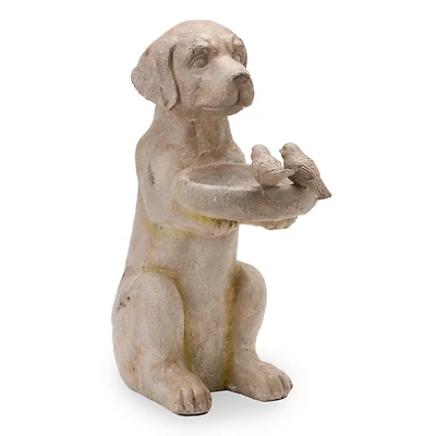 Dog Holding Bird Bath Statue