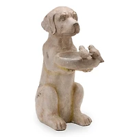Dog Holding Bird Bath Statue