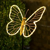 Gold Metal Butterfly Solar Stake