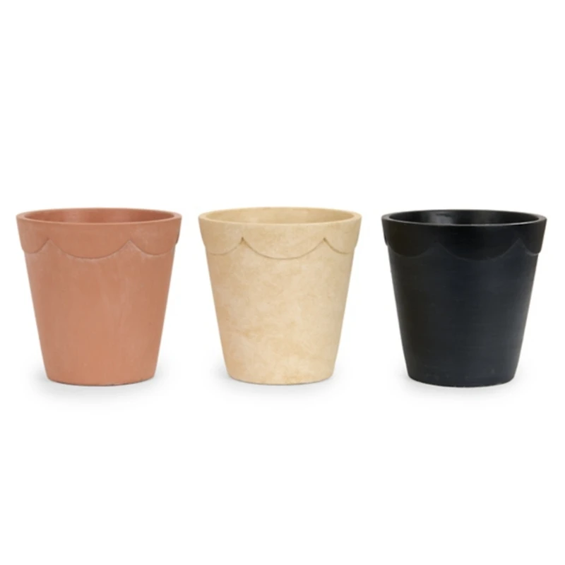 Ceramic Scalloped Trim Outdoor Planters