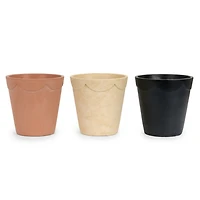 Ceramic Scalloped Trim Outdoor Planters