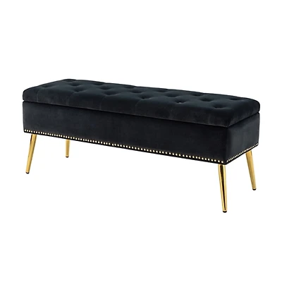 Achilles Black Tufted Storage Bench