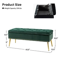 Achilles Green Tufted Storage Bench
