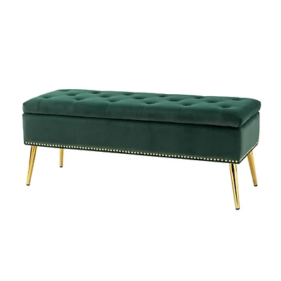Achilles Green Tufted Storage Bench