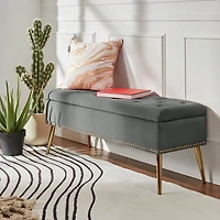 Achilles Gray Tufted Storage Bench