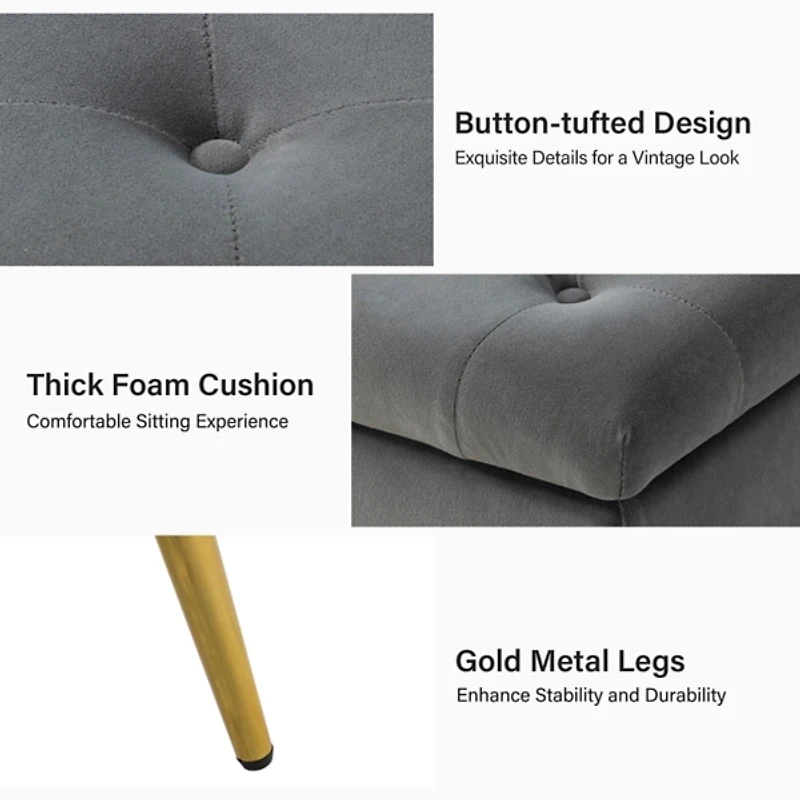 Achilles Gray Tufted Storage Bench