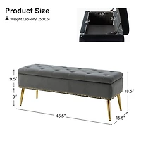 Achilles Gray Tufted Storage Bench