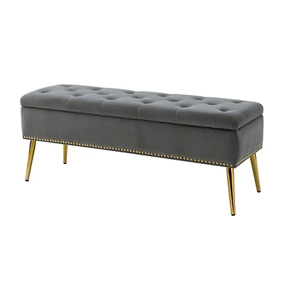 Achilles Gray Tufted Storage Bench