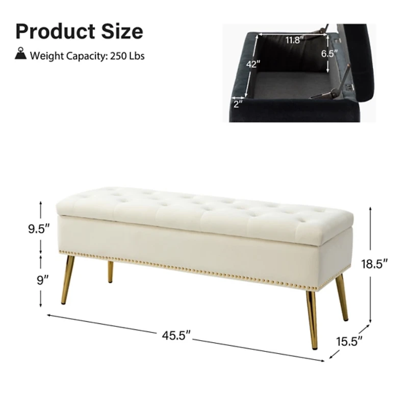 Achilles Ivory Tufted Storage Bench