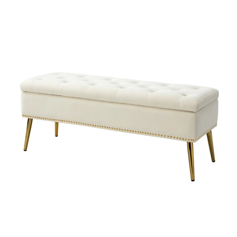 Achilles Ivory Tufted Storage Bench