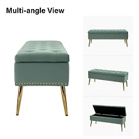 Achilles Sage Tufted Storage Bench