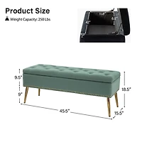 Achilles Sage Tufted Storage Bench