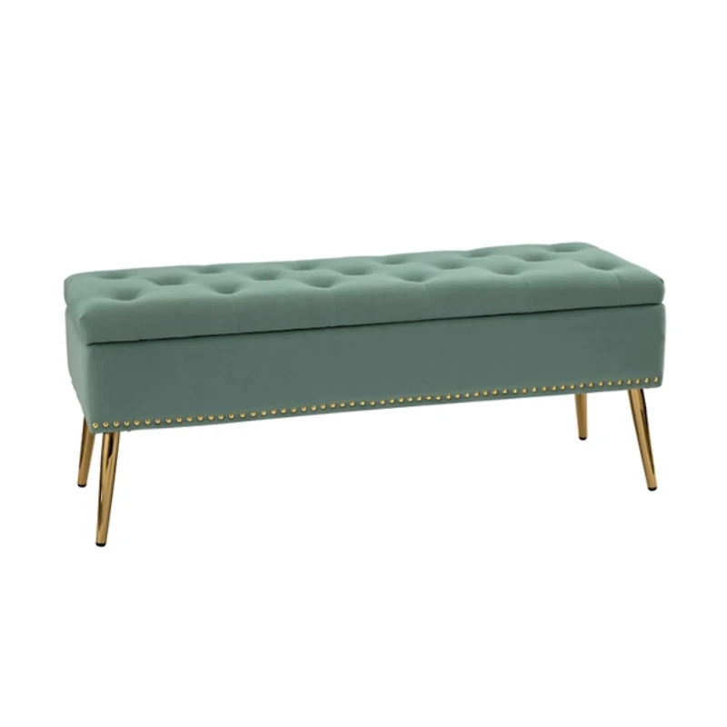 Achilles Sage Tufted Storage Bench
