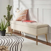Achilles Tan Tufted Storage Bench