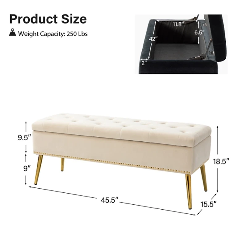 Achilles Tan Tufted Storage Bench