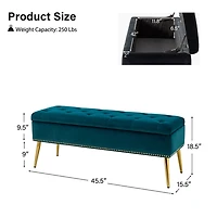 Achilles Teal Tufted Storage Bench