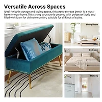Achilles Teal Tufted Storage Bench