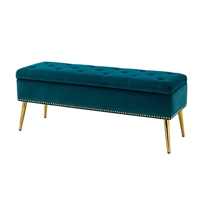 Achilles Teal Tufted Storage Bench