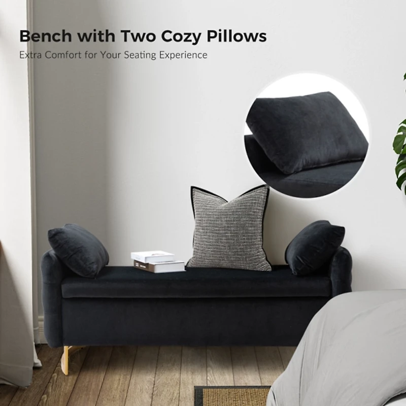 Christoph Black Velvet Storage Bench