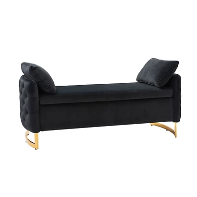 Christoph Black Velvet Storage Bench