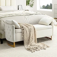 Christoph Ivory Velvet Storage Bench