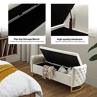Christoph Ivory Velvet Storage Bench