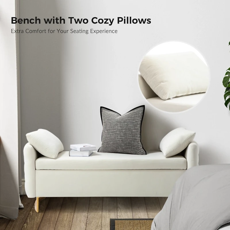 Christoph Ivory Velvet Storage Bench