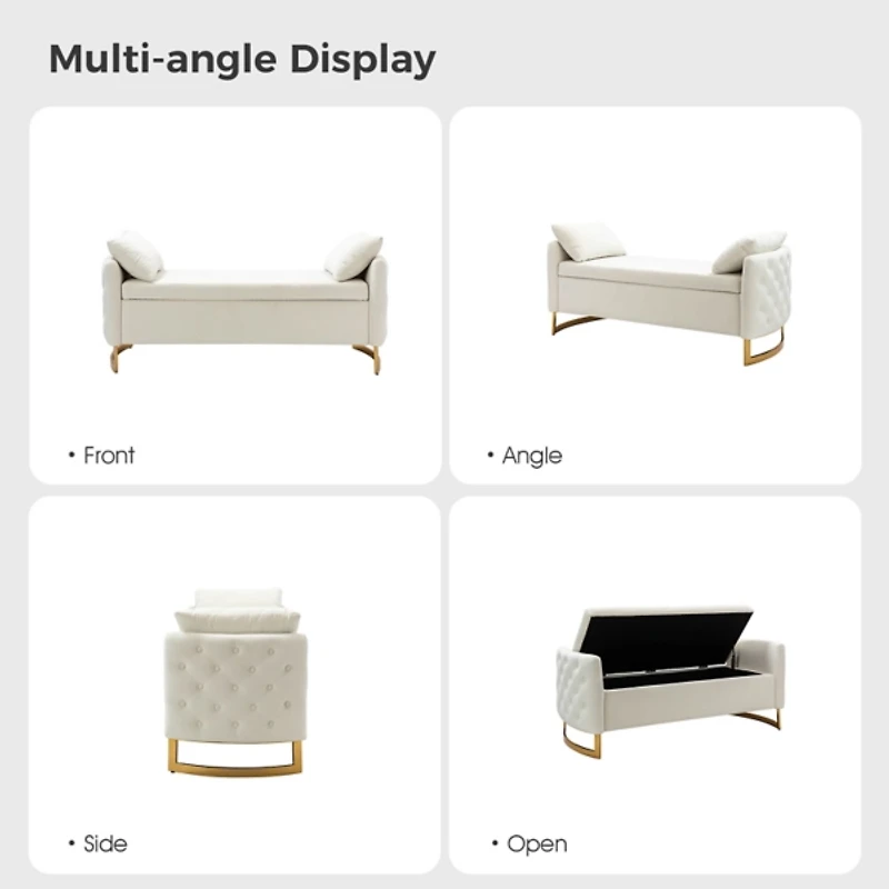 Christoph Ivory Velvet Storage Bench