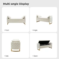 Christoph Ivory Velvet Storage Bench