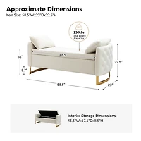 Christoph Ivory Velvet Storage Bench