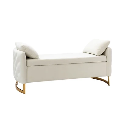 Christoph Ivory Velvet Storage Bench