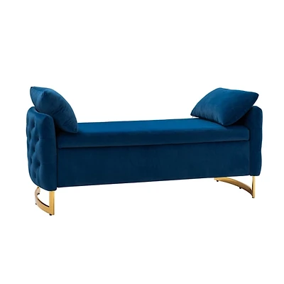 Christoph Navy Velvet Storage Bench