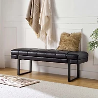 Lauren Black Faux Leather Bench