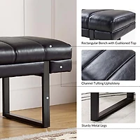 Lauren Black Faux Leather Bench
