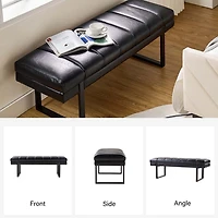 Lauren Black Faux Leather Bench