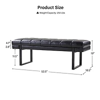Lauren Black Faux Leather Bench