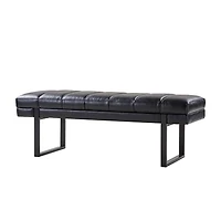 Lauren Black Faux Leather Bench