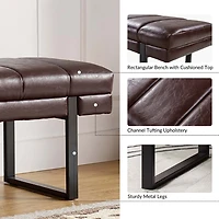 Lauren Brown Faux Leather Bench