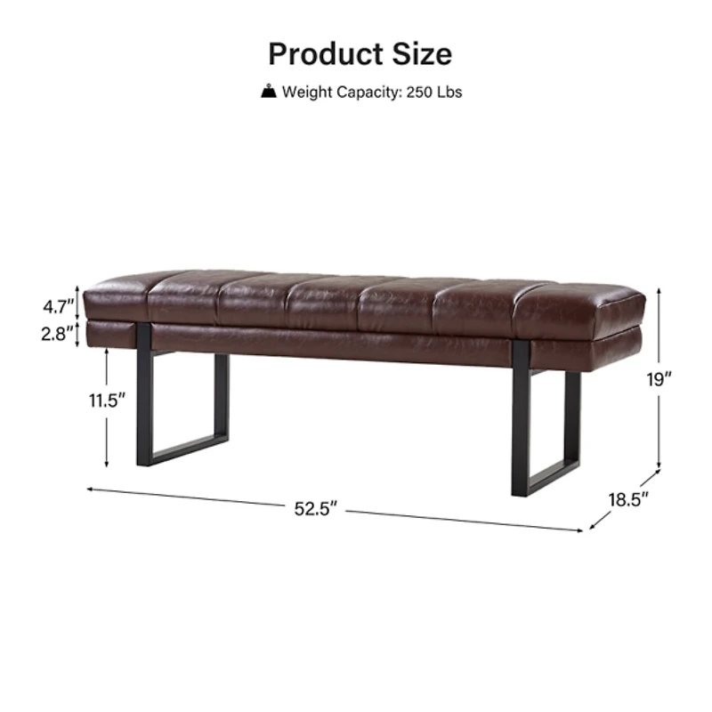 Lauren Brown Faux Leather Bench