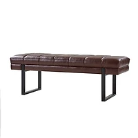Lauren Brown Faux Leather Bench
