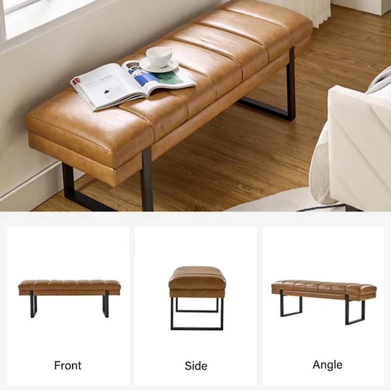 Lauren Camel Faux Leather Bench