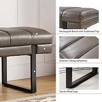 Lauren Gray Faux Leather Bench