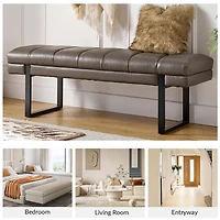 Lauren Gray Faux Leather Bench